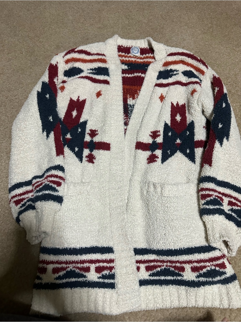 Blue Rain Boho Aztec Cozy Southwestern Cardigan - Picture 2 of 6
